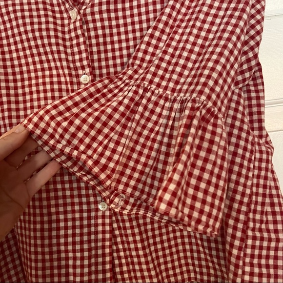 Madewell Gingham Bell-Sleeve Button-Down Picnic Blouse - Picture 2 of 5